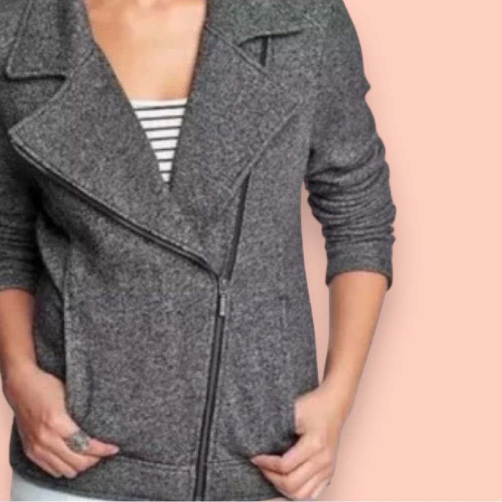 4 for $40 SALE!Catherine Maladrino Runway Knit Moto Jacket, Marled Grey, Size S